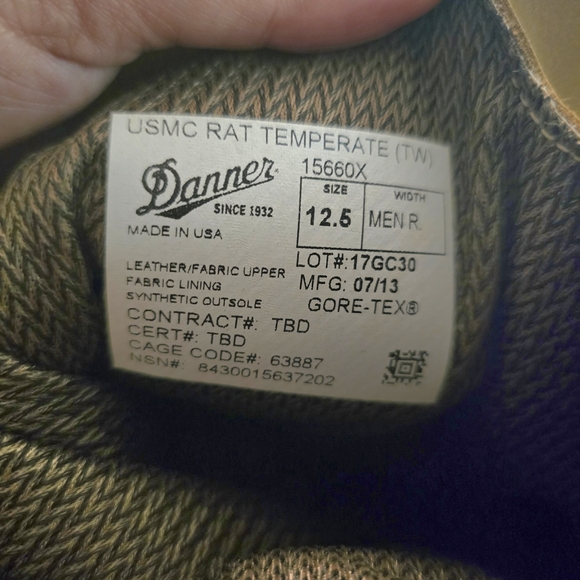 Danner USMC RAT TEMPERATURE Tan Lace-Up Boots NEW!! - Picture 6 of 14